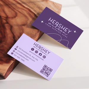 Modèle de carte de visite violet QR Code Carte de luxe Modèle de carte de visite imprimable Conception de carte de visite bricolage Modèle de carte modifiable sur toile - BST