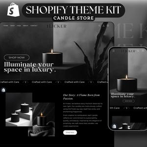 Shopify Theme for Candle Elegant Website Template Luxury Shopify Template Aesthetic Theme Kit Shopify Black Candle Business Website Template