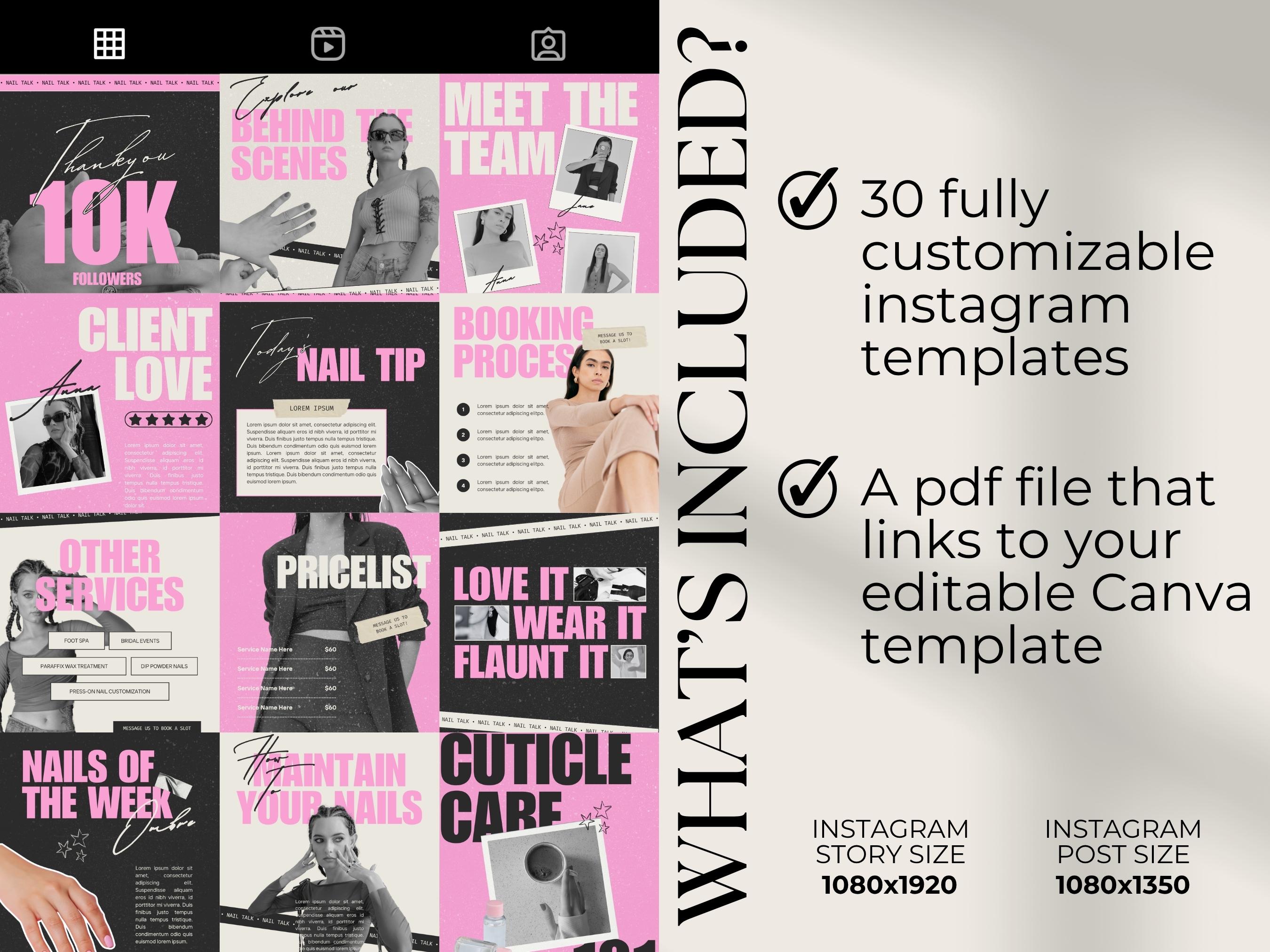 Nail Salon Business Instagram Post Template Social Media Canva ...