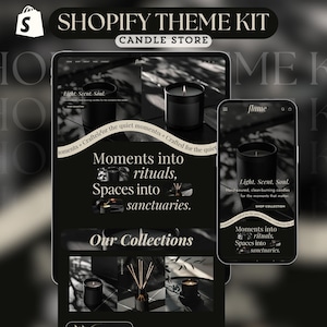 Shopify Theme for Candle Elegant Website Template Luxury Shopify Template Aesthetic Theme Kit Shopify Black Candle Business Website Template