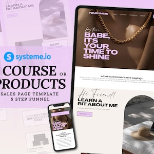 Systemeio Landing Page Website Template Systeme.io Sales Funnel for Digital Product, Course, Coaching Funnel Systeme Minimalist Template Set
