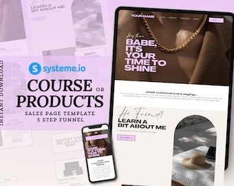 Systemeio Landing Page Website Template Systeme.io Sales Funnel for Digital Product, Course, Coaching Funnel Systeme Minimalist Template Set