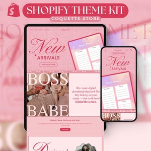 Hübsches Theme Kit mit mehrfarbiger Aesthetik, 100% Pink, Vintage Shop, Vintage Shop Template, Vintage Pink Vintage Landing Page