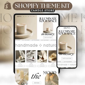 Shopify Theme for Candle Elegant Website Template Luxury Shopify Template Aesthetic Theme Kit Shopify White Candle Business Website Template