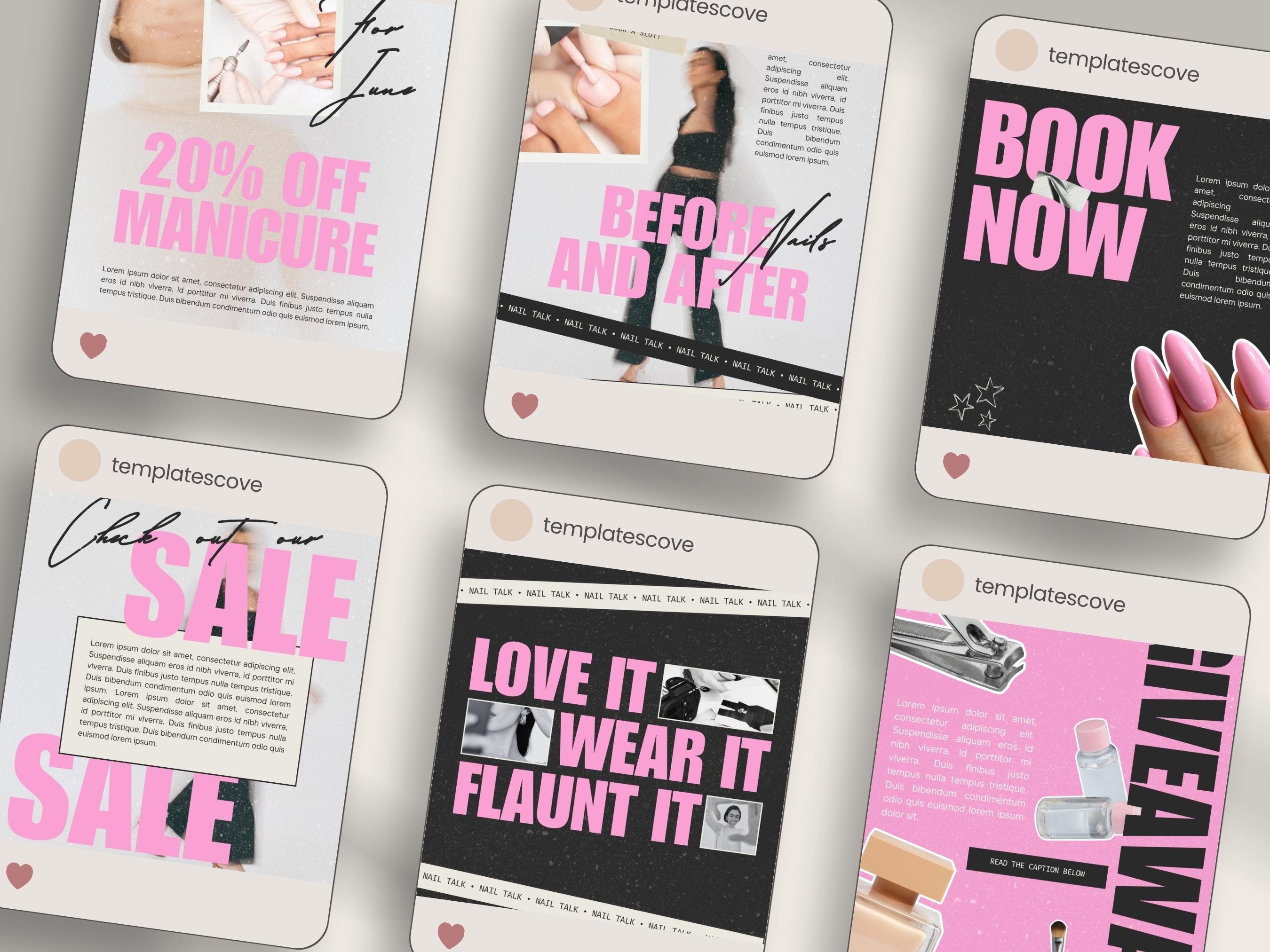 Nail Salon Business Instagram Post Template Social Media Canva ...