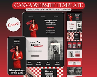 Modèle de site Web Canva pour blogueurs, coachs, créateurs, responsables de réseaux sociaux Modèle de page de destination de site Web créatif de luxe, modifiable et esthétique