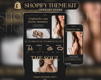 Sieraden Shopify-themapakket Luxe minimalistische websitesjabloon Luxe Shopify zwarte sjabloon Sieraden bestemmingspagina Esthetisch Shopify-thema