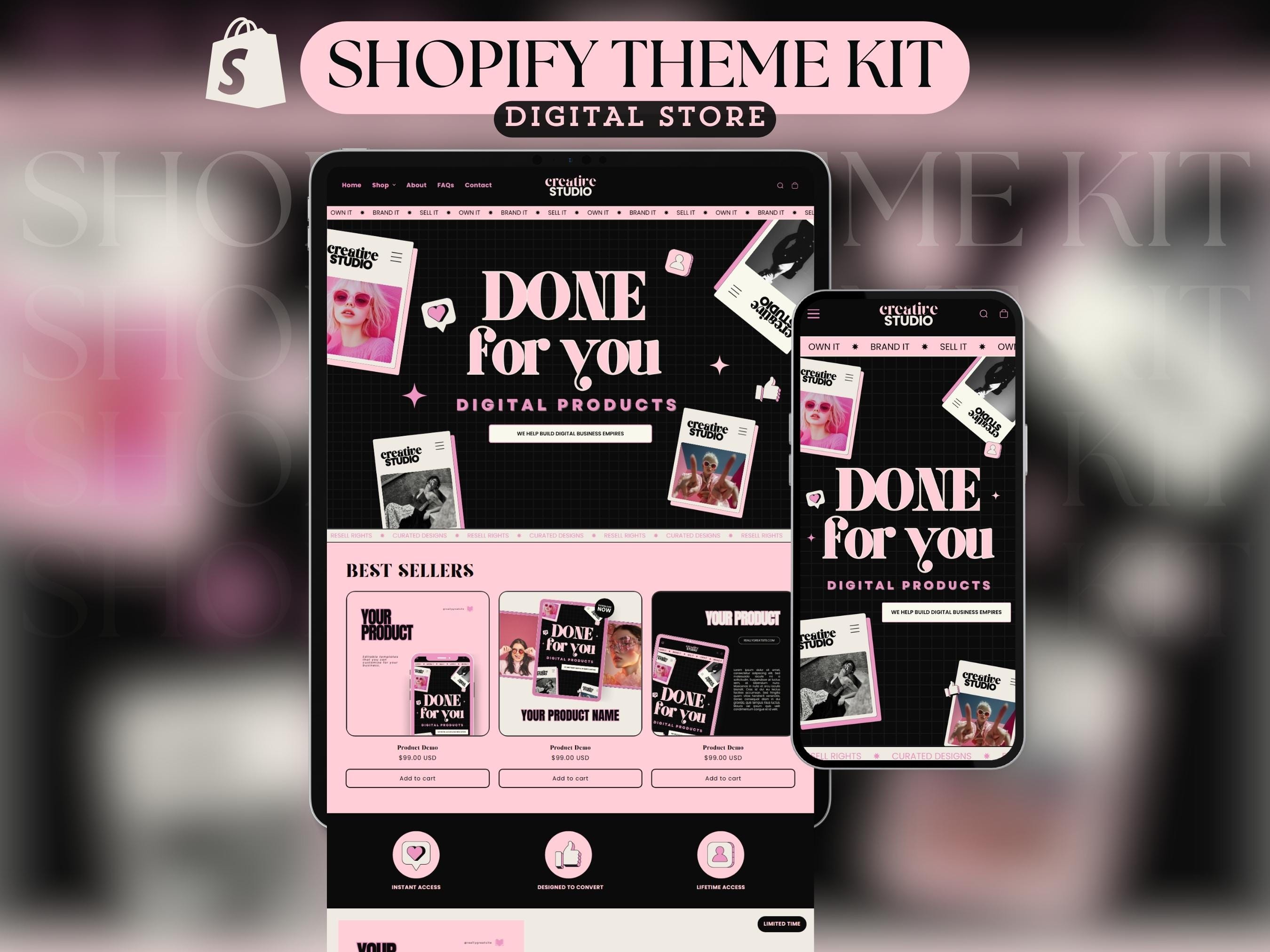 Shopify Theme Kit for Selling Digital Products Shopify Website Template ...