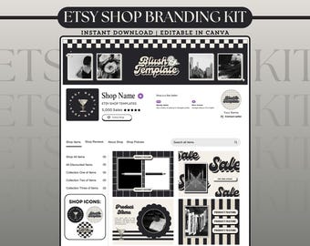 Etsy Shop Kit Editable Etsy Branding Kit Canva Etsy Shop Template Etsy Store Design Bundle Etsy Shop Banner Listings Logo Branding Canva Kit