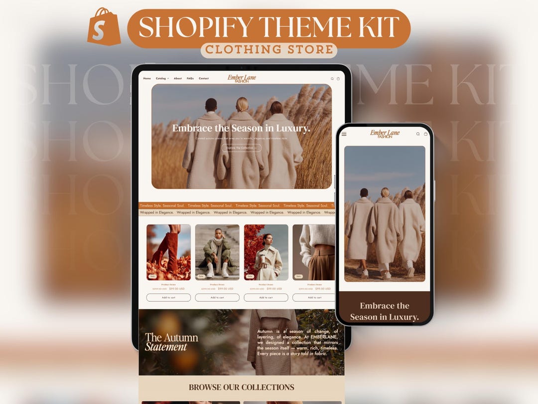 Shopify Fall Theme Shopify Theme for Clothing Elegant Website Template Luxury Shopify ...