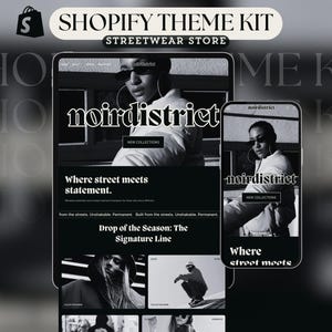 Shopify Theme for Clothing Streetwear Website Template Luxury Shopify Template Aesthetic Streetwear Shopify Black Business Website Template