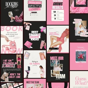 Black Pink Aesthetic Instagram Template Social Media Canva Instagram Bundle Social Media Template Luxury Canva Business Instagram Post Story