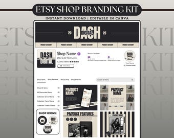Etsy Shop Kit Editable Etsy Branding Kit Canva Etsy Shop Template Etsy Store Design Bundle Etsy Shop Banner Listings Logo Branding Canva Kit