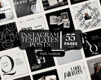 Dark Aesthetic Instagram Post Template Social Media Canva Instagram Bundle Social Media Black Template Luxury Canva Business Instagram Posts
