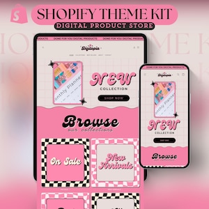 Shopify Theme Kit for Selling Digital Products Shopify Website Template Digital Products Shop Black Template Pink Landing Page Shopify Theme