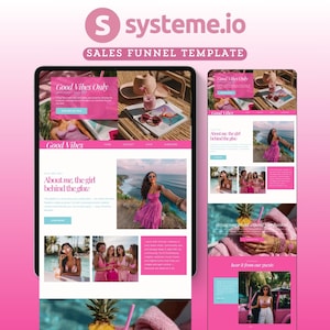 Systeme.io Landing Page Website Template Systemeio Sales Funnel Products, Course Coaching Funnel Systeme Minimalist Template Pink Sales Page