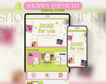 Neon Bold Shopify Theme Kit Canva Banner Website Vorlage Luxus Shopilly Template Helle Retro Landing Page Aesthetic Cute Store Website