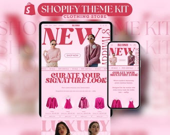 Shopify Theme Kit for Selling Clothing Minimalist Website Template Luxury Shopify Pink Template Clothes Shopify Landing Page Aesthetic Store