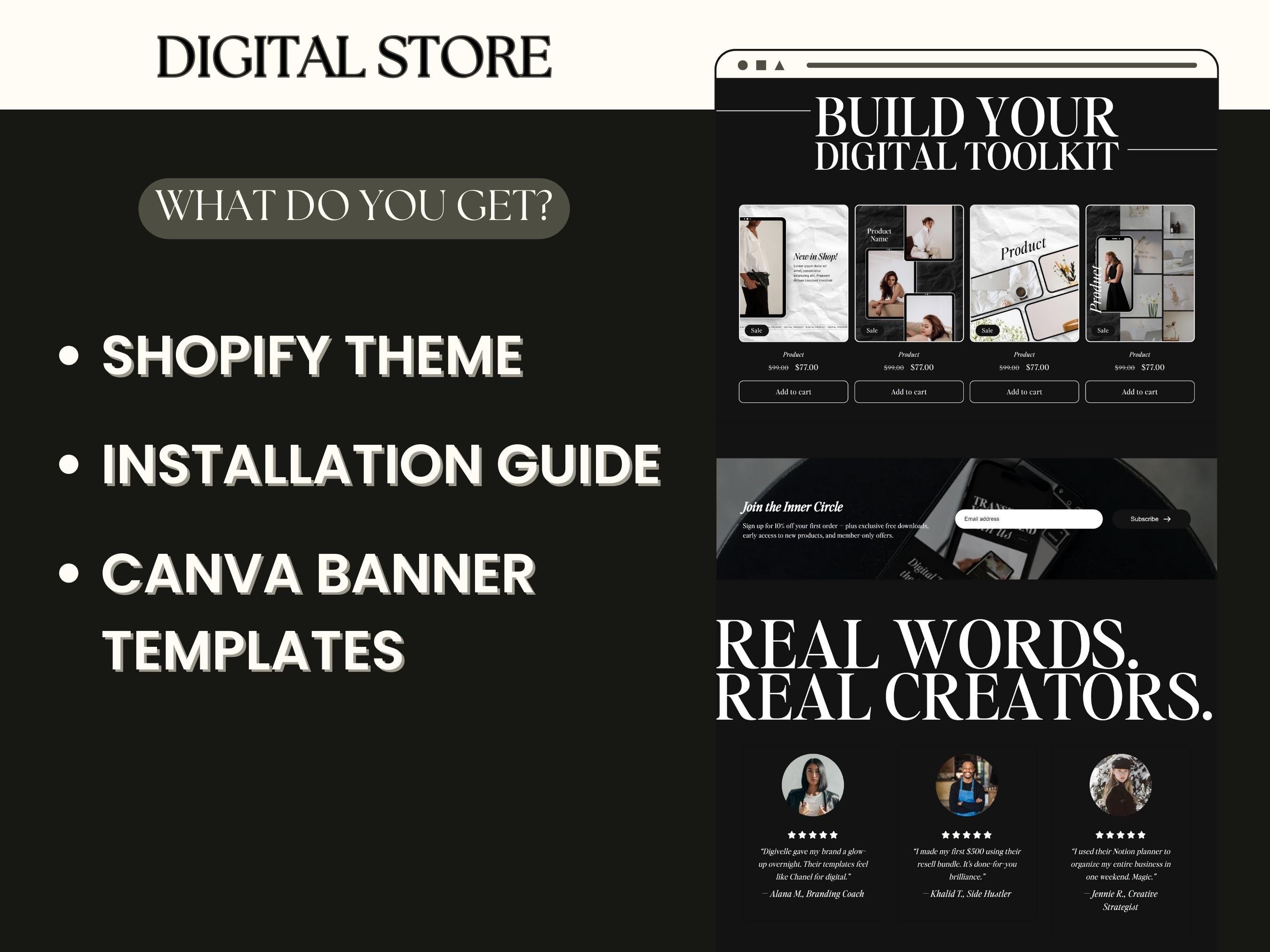 Shopify Theme Kit for Selling Digital Products Shopify Website Template ...