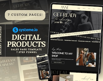 Systemeio Landing Page Website Template Systeme.io Sales Funnel für Digitale Produkt Verkaufsseite Schwarz Template Luxus Theme Systeme io Funnel