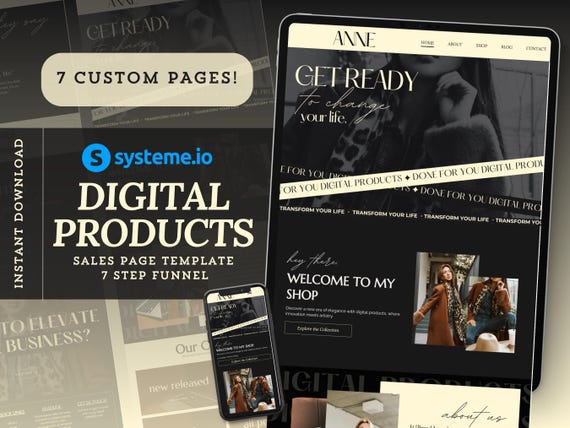 Systemeio Landing Page Website Template Systeme.io Sales Funnel for Digital Product Sales Page Black Template Luxury Theme Systeme io Funnel