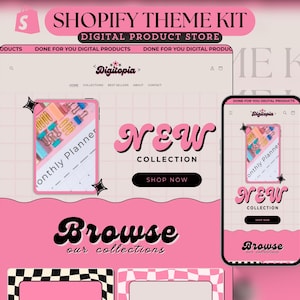 Shopify Theme Kit for Selling Digital Products Shopify Website Template Digital Products Shop Black Template Pink Landing Page Shopify Theme
