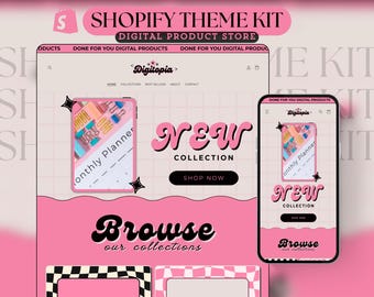 Shopify Theme Kit for Selling Digital Products Shopify Website Template Digital Products Shop Black Template Pink Landing Page Shopify Theme