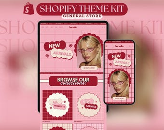 Shopify Theme Kit for Selling Products Shopify Website Template General Products Shop Pink Template Retro Landing Page Cute Shopify Theme
