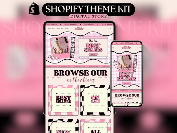 Shopify Theme Kit for Selling Digital Products Shopify Website Template Digital Products Shop Black Template Pink Landing Page Shopify Theme