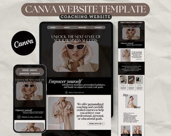 Modèle de site Web Canva pour blogueurs, coachs, créateurs, responsables de réseaux sociaux Modèle de page de destination de site Web créatif de luxe, modifiable et esthétique