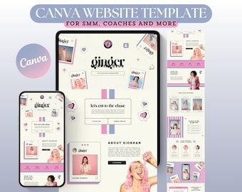 Modèle de site Web Canva pour blogueurs, entraîneurs, créateurs, responsables de réseaux sociaux