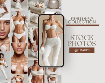 Fitness Girly Wellness Stock Photos Aesthetic Social Media Instagram Stock Photo Collection Nutrition Coaching Image Digital Marketing White