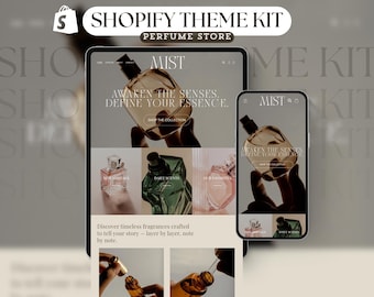 Kit de temas de Shopify para vender perfumes, plantilla minimalista para sitio web, plantilla neutra de lujo para Shopify, página de destino de aromas de lujo, tienda estética.
