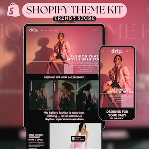 Shopify Theme for Clothing Elegant Website Template Luxury Shopify Template Aesthetic Theme Kit Shopify Black Business Pink Website Template
