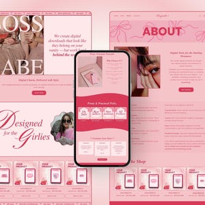 Shopify Theme Kit Coquette Aesthetic Shopify Website Template Canva Banners Cute Template Pink Landing Page Shopify Theme Girly Luxury Kit image 6