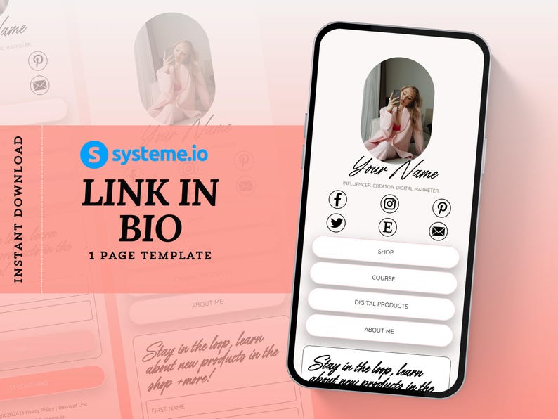 Systemeio Link in Bio Landing Page Website Template Systeme.io Stan ...