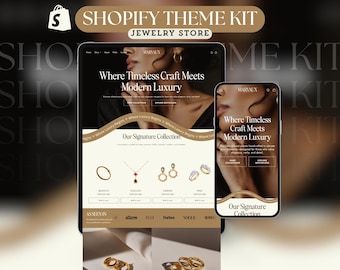Sieraden Shopify-themapakket Luxe minimalistische websitesjabloon Luxe Shopify bruin sjabloon Sieraden bestemmingspagina Esthetisch Shopify-thema