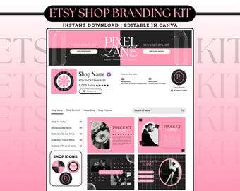 Etsy Shop Kit Editable Etsy Branding Kit Canva Etsy Shop Template Etsy Store Design Bundle Etsy Shop Banner Listings Logo Branding Canva Kit