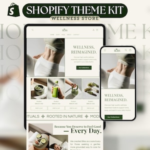 Shopify Theme Kit Wellness Minimalist Website Template Luxury Shopify Holistic Template Skincare Wellness Landing Page Shopify Kit Beauty