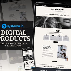 Systemeio Landing Page Website Template Systeme.io Sales Funnel for Digital Product Sales Page Funnel Template Beige Black Systeme io Funnel
