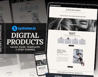 Systemeio Landing Page Website Template Systeme.io Sales Funnel for Digital Product Sales Page Funnel Template Beige Black Systeme io Funnel