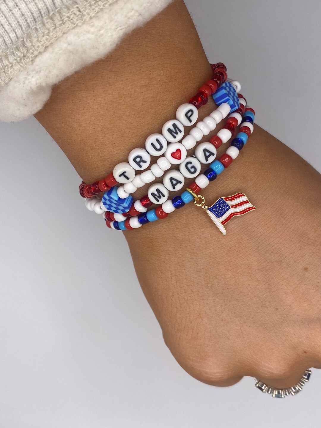 USA Bracelets / 4th of July Bracelets / America Bracelets / Patriotic Bracelet Stack / Red White USA Bracelets / 4th of July Bracelets / America Bracelets / Patriotic Bracelet Stack / Red White