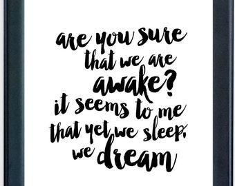 Shakespeare Quote / A Midsummer Night's Dream / Are You Sure That We Are Awake? / Shakespeare Print / Mystical Print / Up to 13x19