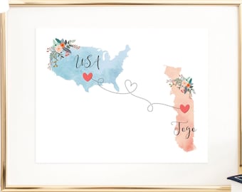USA Togo Wall Art / Togo USA Print / United States Togo Print / Trip Reveal Print / Military Gifts / Au Pair Gifts / Vacation Reveal