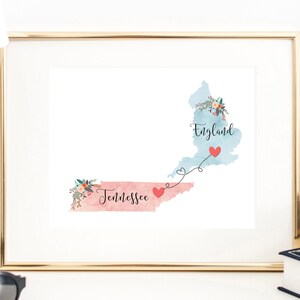 Tennessee England Wall Art / England Tennessee Print / England Hostess Gift / Moving to Tennessee / Going Away to College Gift