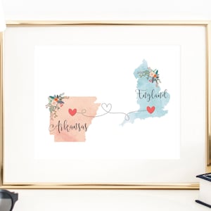 Arkansas England Wall Art / England Arkansas Print / England Hostess Gift / Moving to Arkansas / Going Away to College Gift