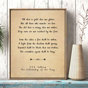 All That Is Gold Does Not Glitter Print / JRR Tolkien Print / Physical Print Mailed to You / The Fellowship of the Ring / 8x10 or 11x14