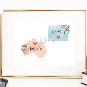 Wyoming Australia Wall Art / Australia Wyoming Print / Australia Hostess Gift / Moving to Wyoming / Going Away to College Gift