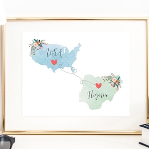 Arte de pared de Nigeria de EE. UU. / Impresión de Nigeria EE. UU. / Impresión de Nigeria de Estados Unidos / Impresión de revelación de viaje / Regalos militares / Revelación de vacaciones