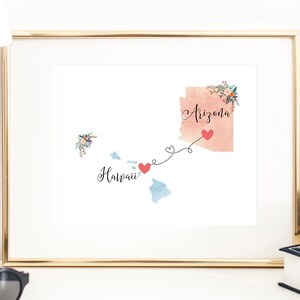 Arizona Hawaii Wall Art / Arizona Hawaii Print / Hawaii Arizona Decor / Two State Print / State Decor